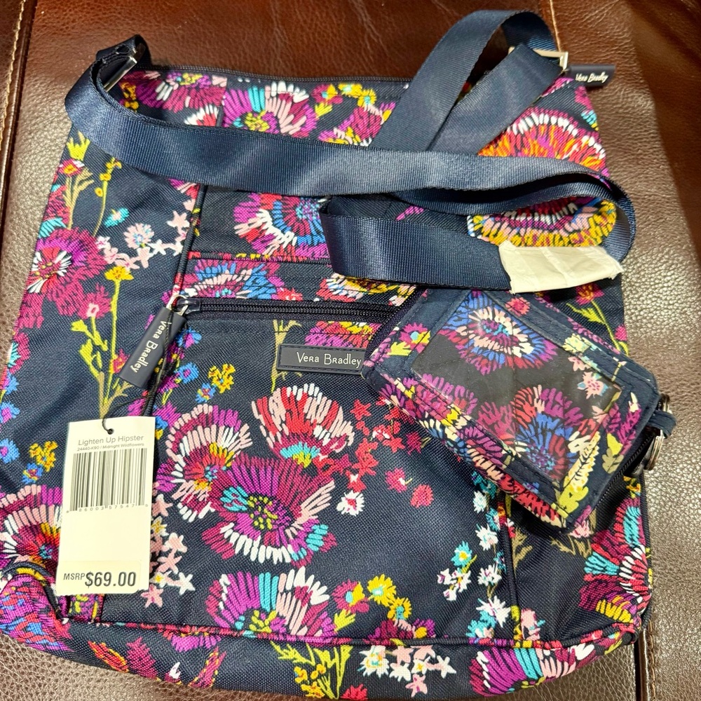 NWT Vera Bradley Navy and Pink Floral Crossbody Bag with Wallet